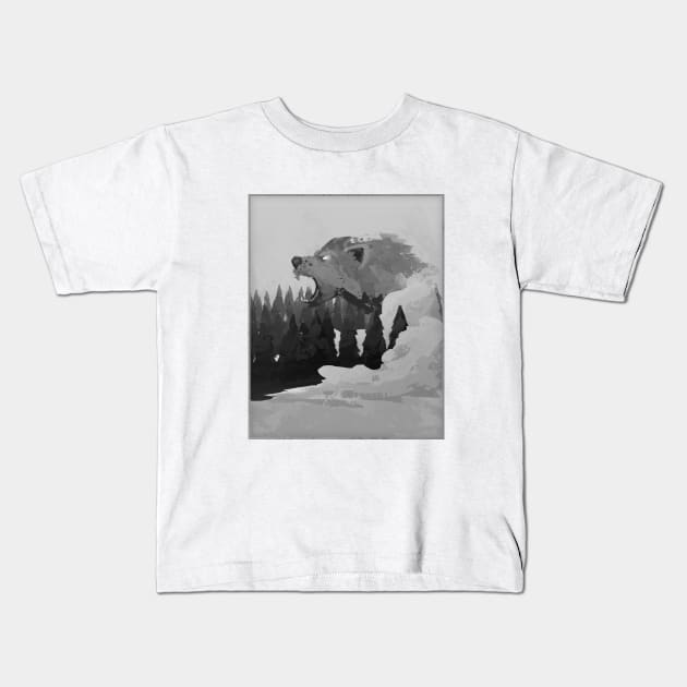 Snarl BW Kids T-Shirt by AidanJWar